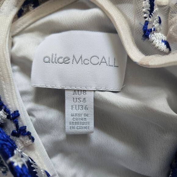 Alice McCall Dress Mirage Gown Nude Blue Low High US 4 Asymmetric Ruffle White - Picture 5 of 12